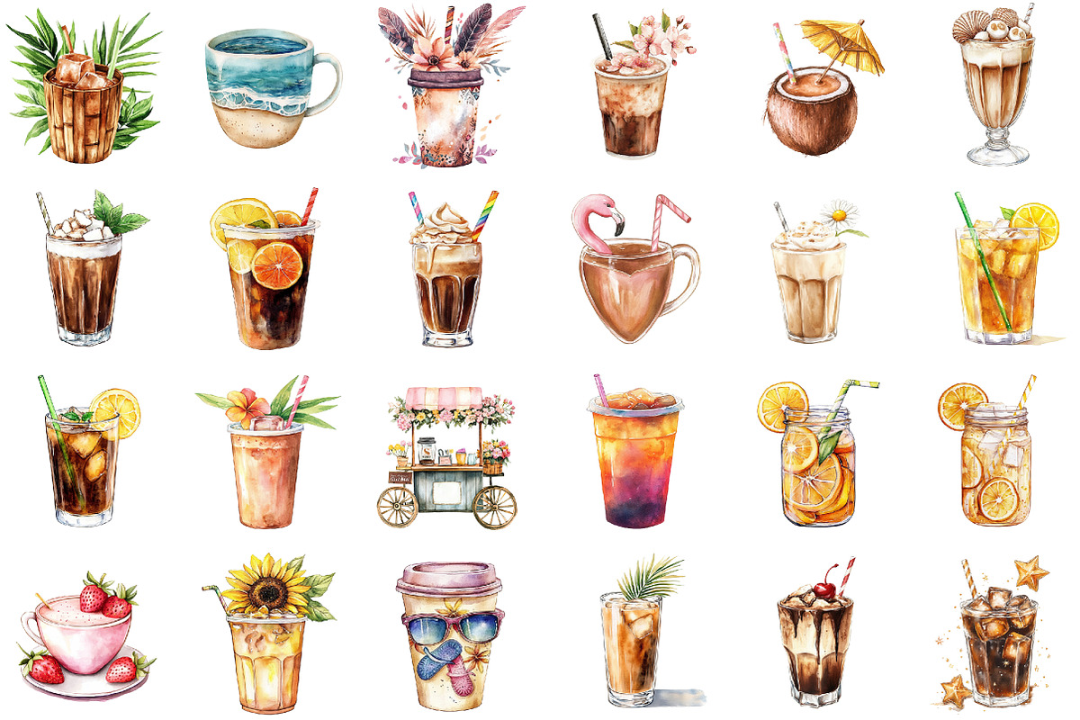 Summer Coffee Sublimation Clipart Bu, an Illustration by Sublimation Artist (Photo 2 of 6)