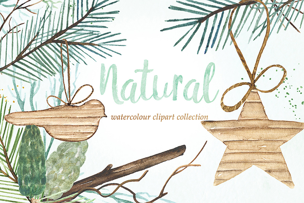 Natural Winter Watercolor clipart, a Graphic by LABFcreations (Photo 1 of 7)