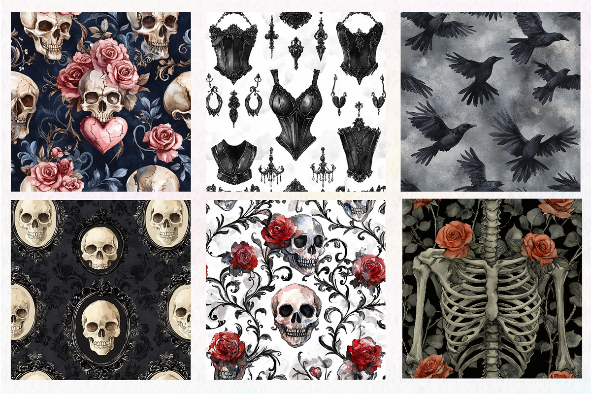 Seamless Black Gothic digital paper, an Illustration by CreationArt (Photo 4 of 4)