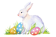 Easter bunny watercolor clipart set, an Animal Illustration by masha gross (Thumbnail 4 of 4)