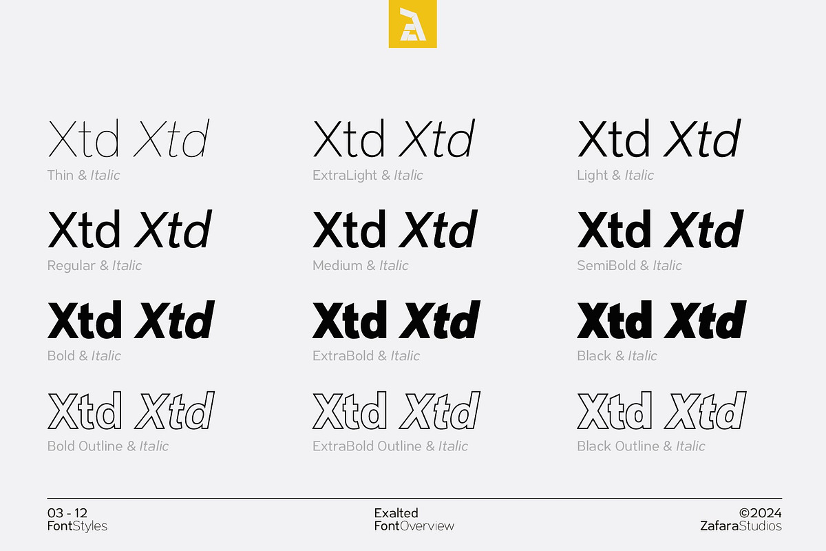 Exalted - Geometric sans serif, a Sans Serif Font by Zafara Studios (Photo 3 of 12)