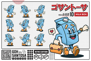 Milk Box Cute Retro Cartoon