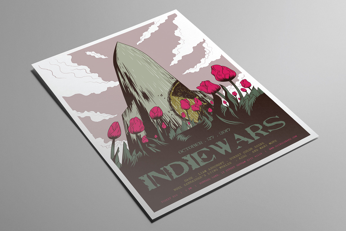 Nuclear Weapon & Flowers Vector Art, a Flyer Template by ashenterprise (Photo 2 of 3)