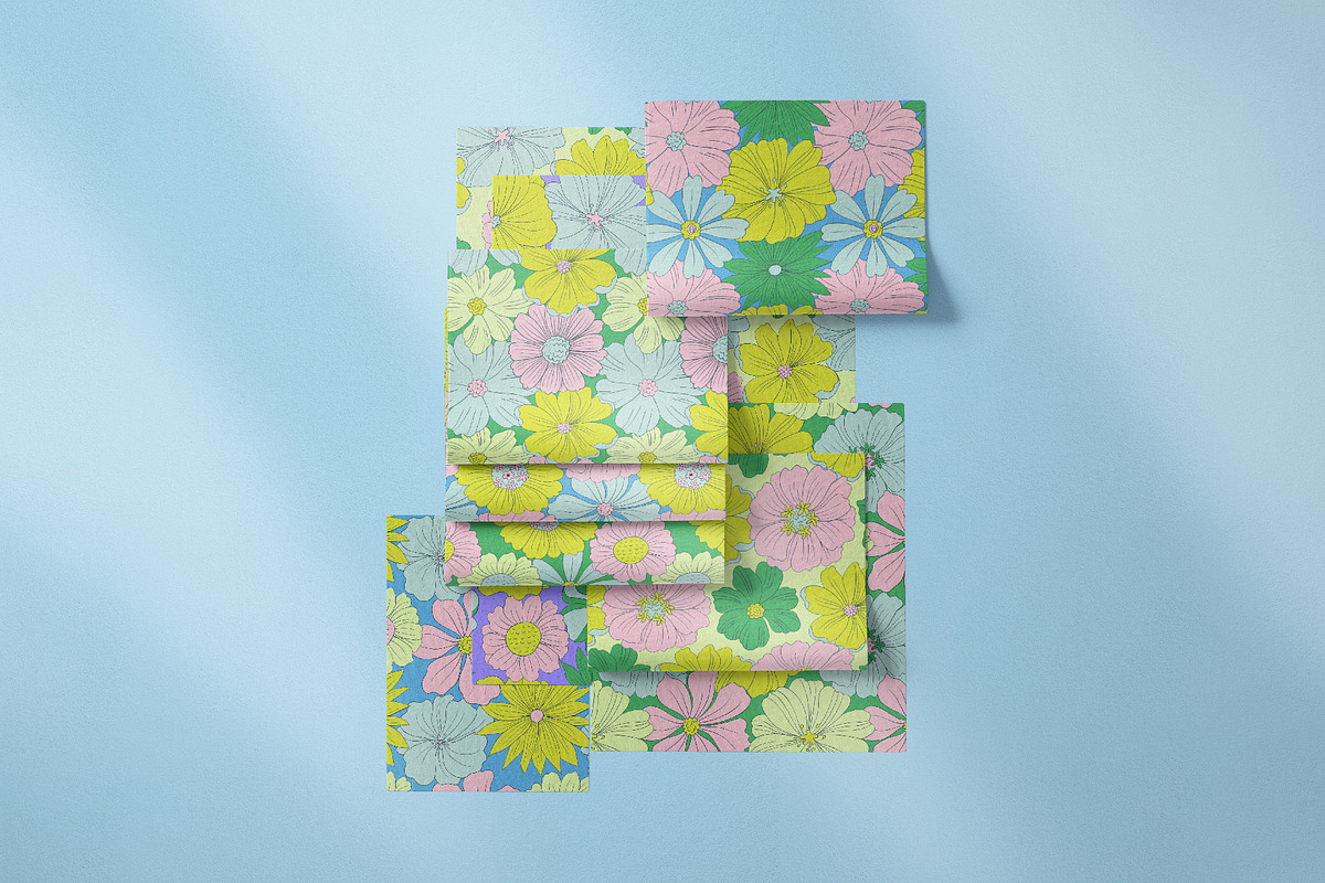 Fresh Summer Retro Floral Patterns, a Pattern Graphic by Tiger and Flower (Photo 7 of 20)