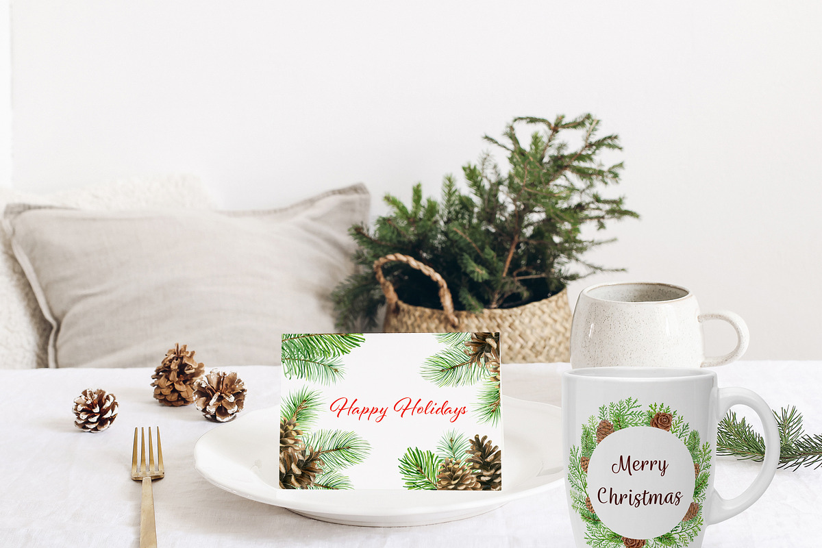 Watercolor pine cones clipart set, an Illustration by svetodesign (Photo 9 of 9)