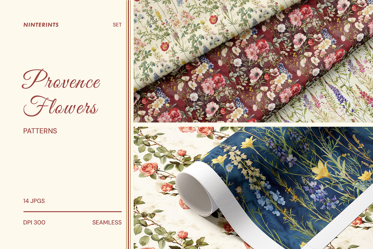 Provence Floral Patterns, a Pattern Graphic by Ninterints (Photo 1 of 22)