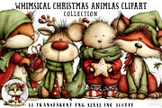 Whimsical Christmas Animals Clipart, an Illustration by OK Design (Thumbnail 1 of 6)
