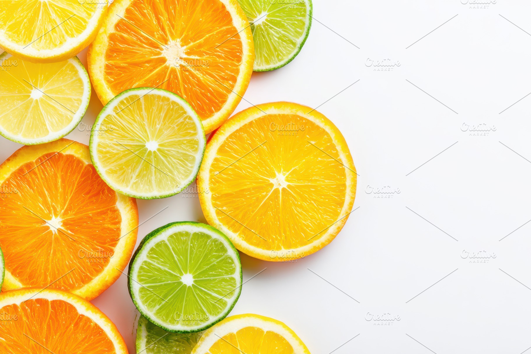 Sliced Citrus Fruits on White Background, a Food & Drink Photo by AlyaAnd