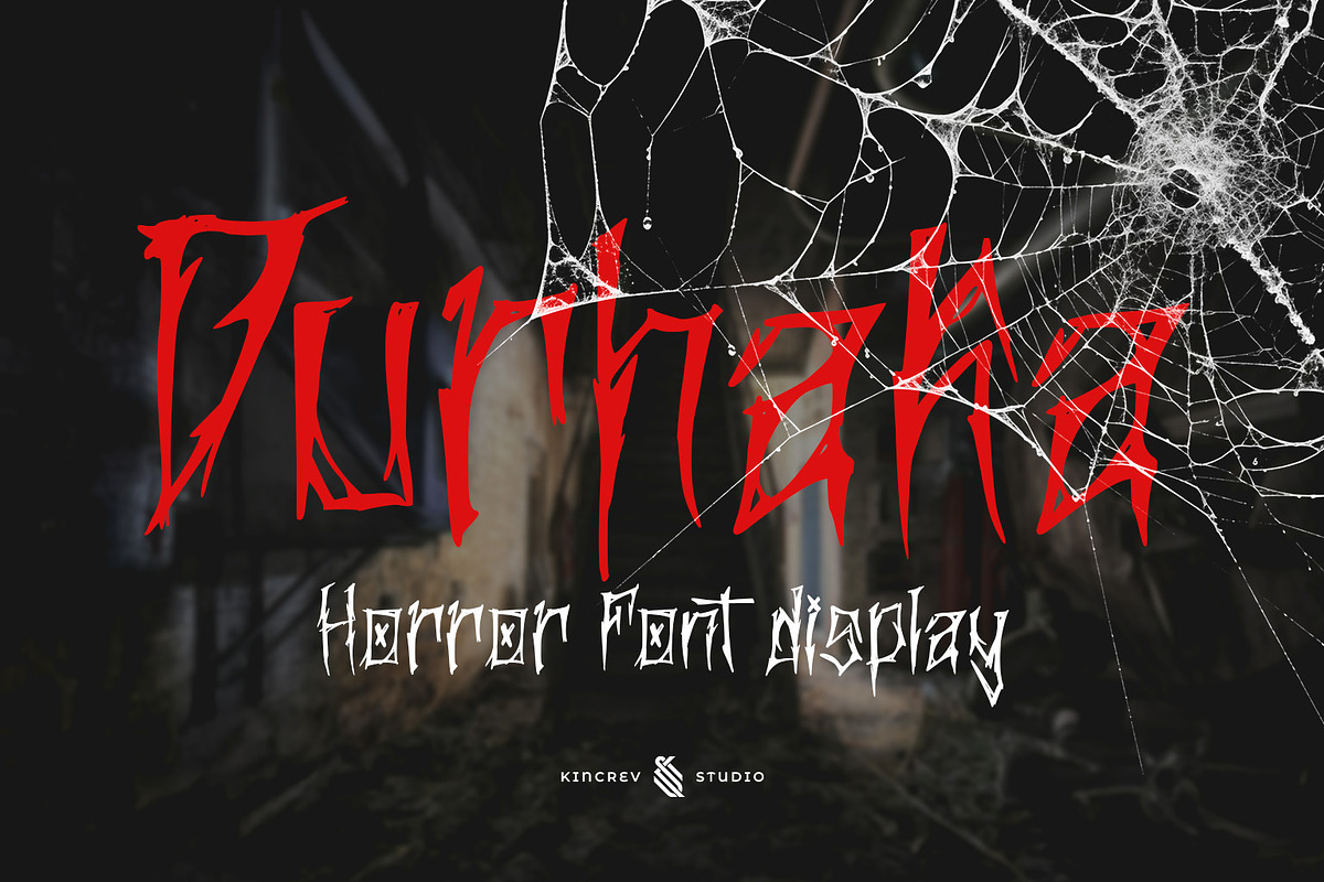 Durhaka - Horror Font Display, a Blackletter Font by Kincrev Studio (Photo 1 of 6)