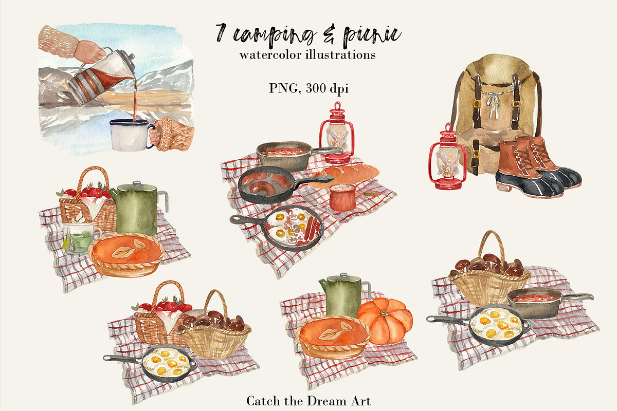Fall Camping Forest Landscape, a Seasonal Illustration by Catch the Dream Art (Photo 6 of 13)