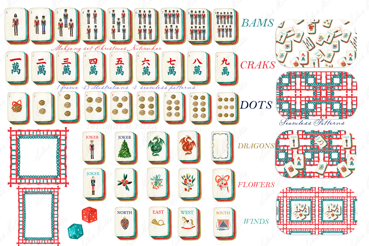 Christmas Nutcracker Mahjong Clipart, an Education Illustration by LABFcreations (Photo 5 of 5)
