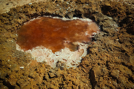 Close-up view to salt pan at Katam aka Baramar lake group of Ounianga kebir lak