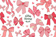 Coquette Valentine Bows Seamless, a Decorative Illustration by TitaLivingArt (Thumbnail 1 of 11)