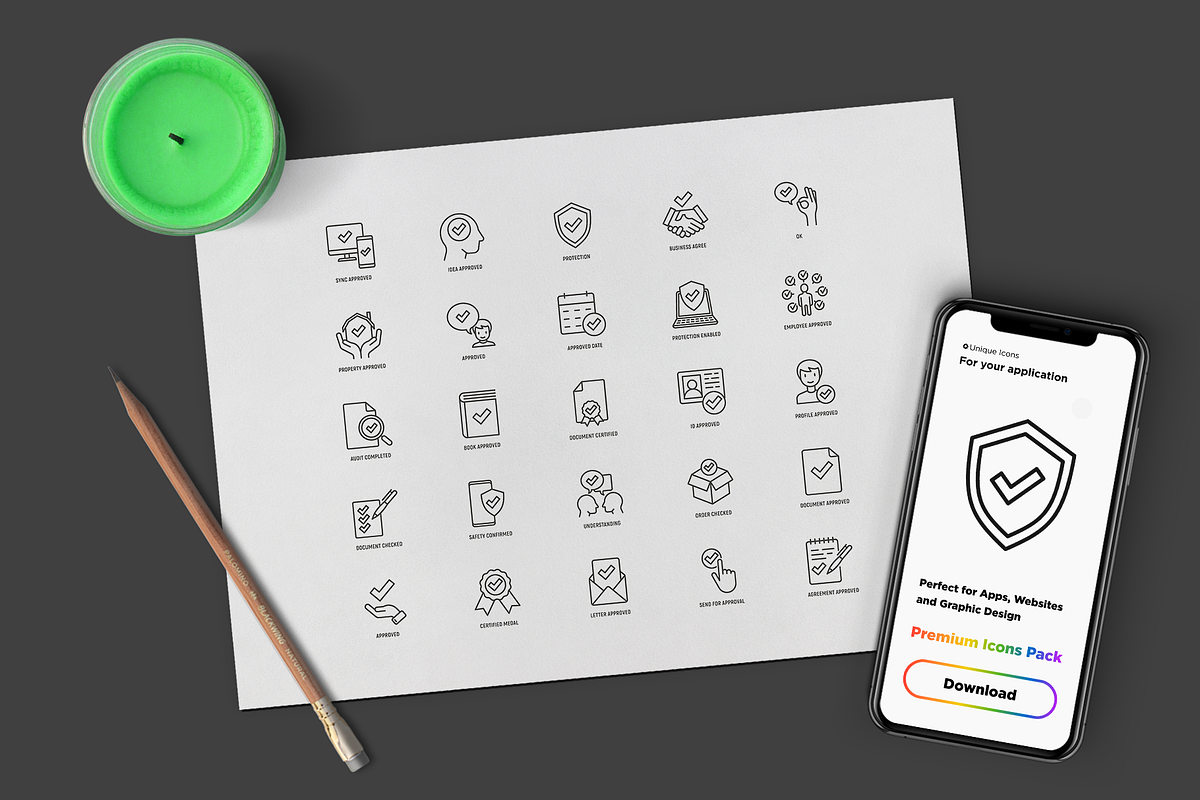 Approved | 25 Thin Line Icons, an Outline Icon by Alex Blogoodf (Photo 5 of 15)