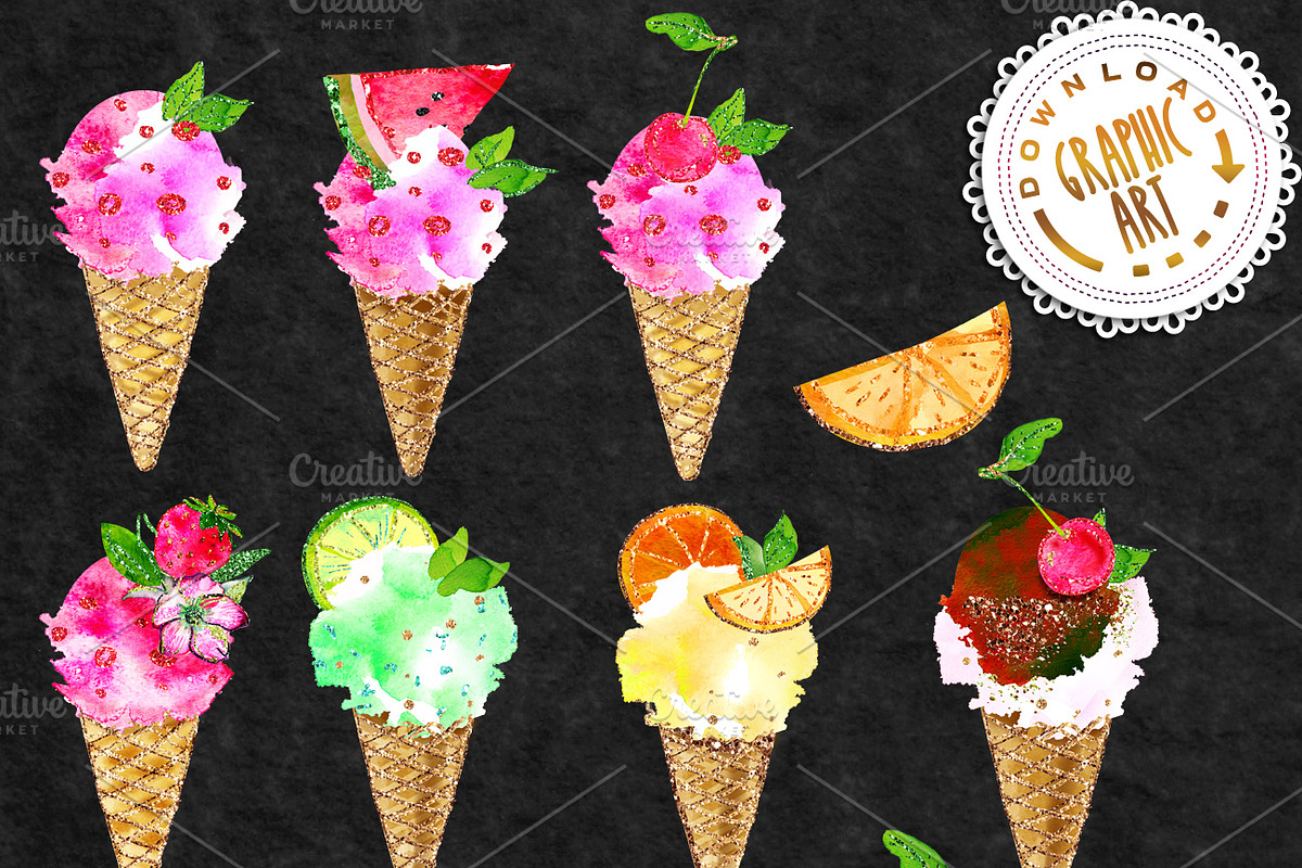 Ice Cream clipart, an Illustration by Download Graphic Art (Photo 3 of 5)