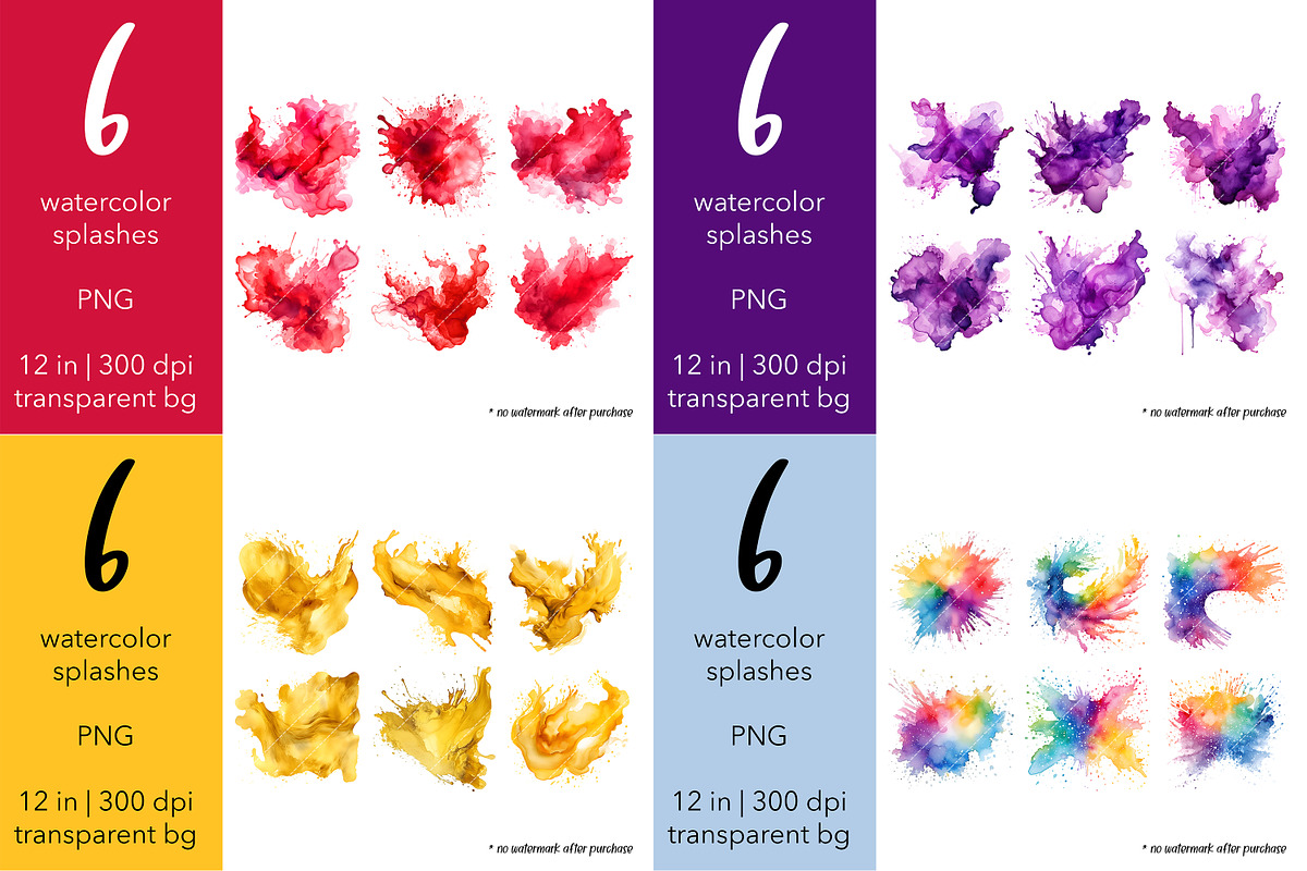 Splashes watercolor clipart bundle, an Object Graphic by MariiaVD (Photo 3 of 4)