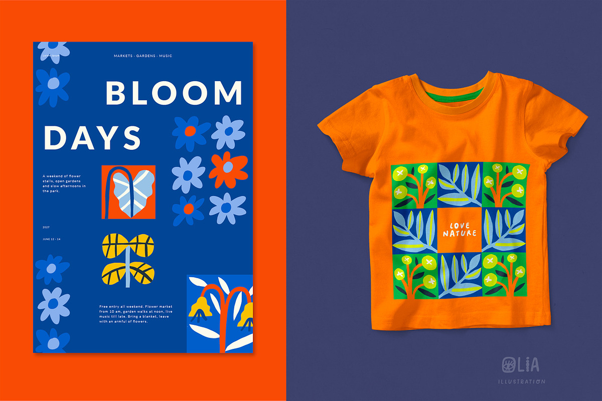 Bloom Blocks Naive Floral Clipart, a Decorative Illustration by Olia (Photo 21 of 25)