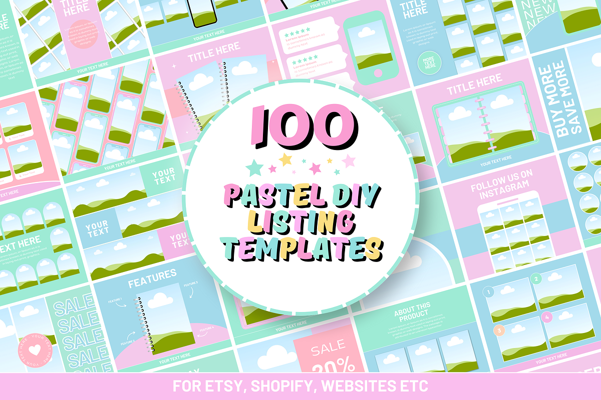 Pastel Etsy Listing Templates, a Branding & Logo Template by SunshineStudioBoutique (Photo 1 of 8)