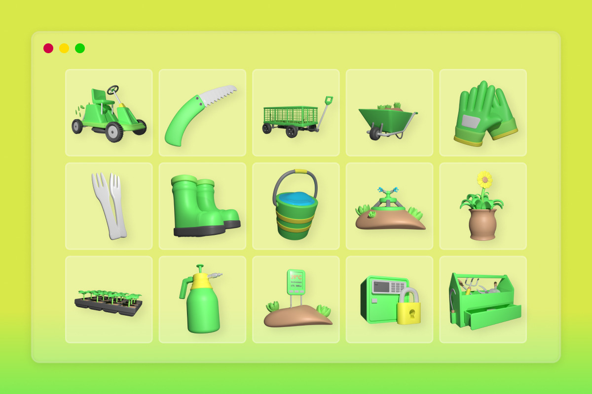 Garden Tool Set & Equipment 3D Icon, an Object Illustration by twinstd (Photo 6 of 6)