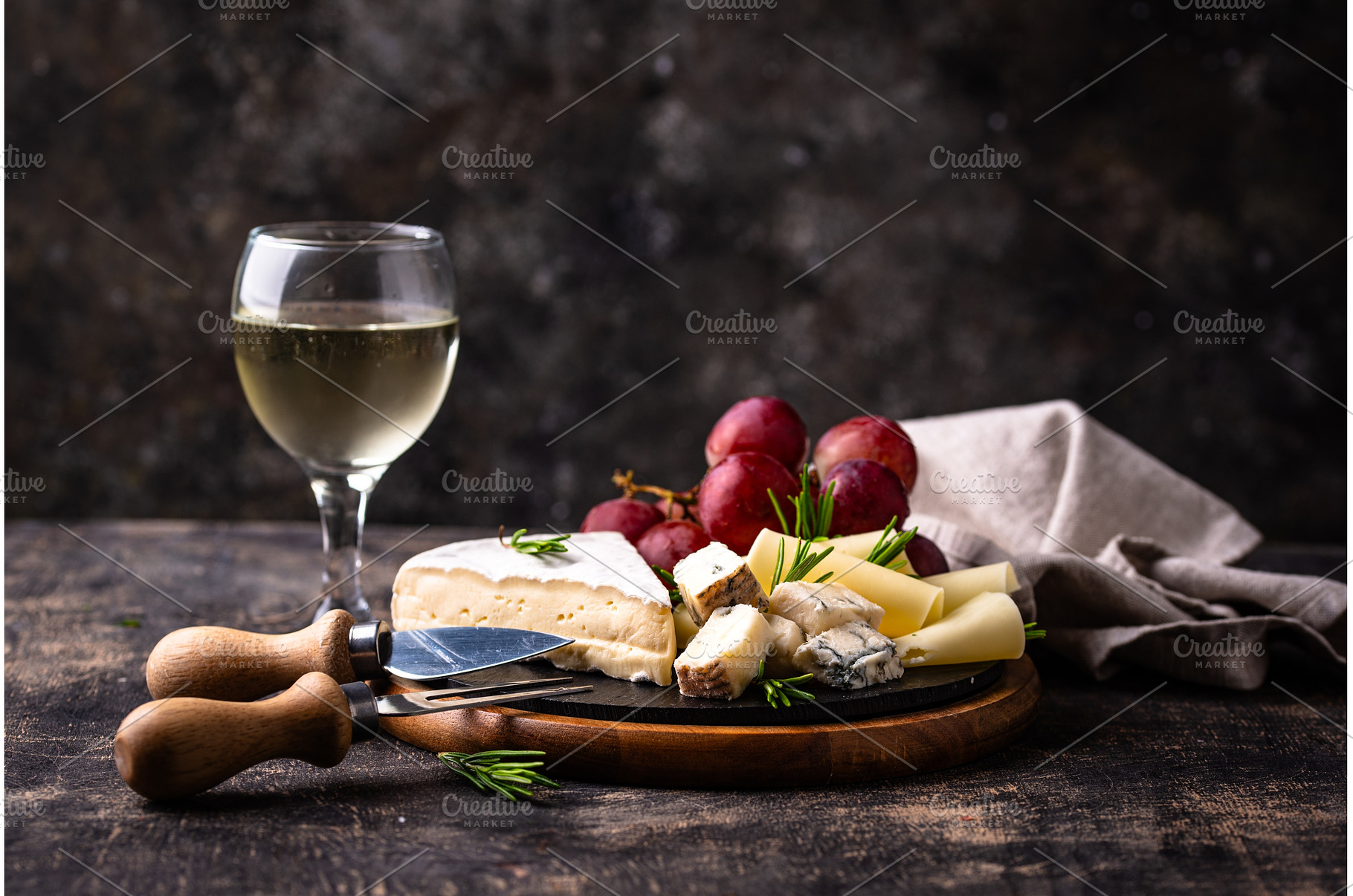 Different types of cheese, wine and, a Food & Drink Photo by Yulia Furman