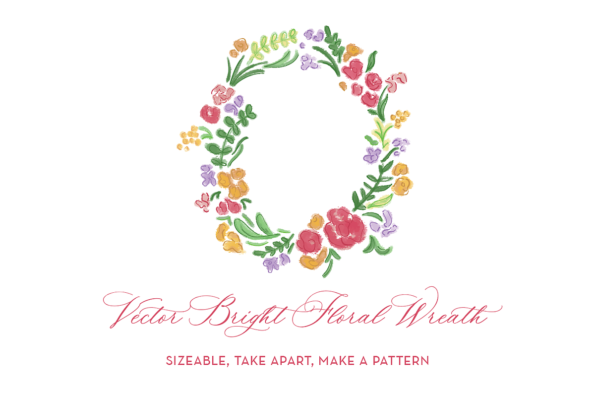 Vector Bright Floral Crest, an Illustration by SarahOMaryDesigns