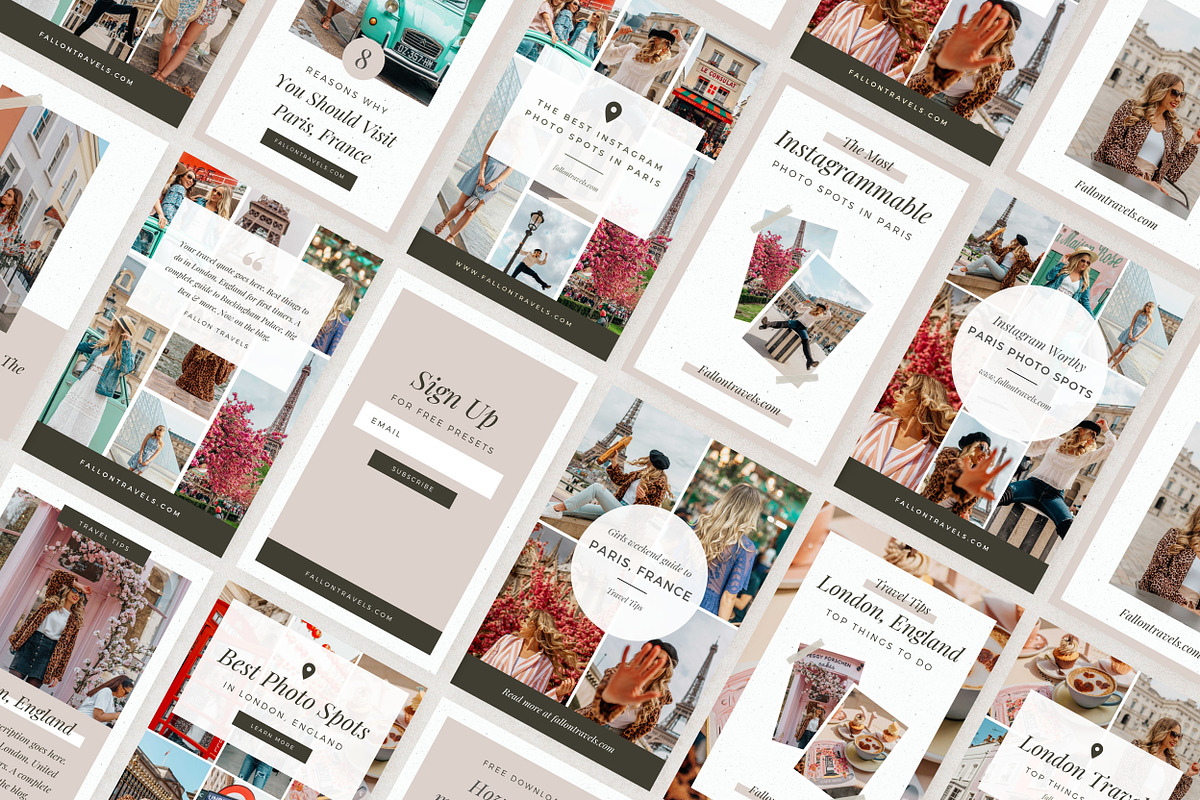 Travel Blogger Pinterest Bundle, a Social Media Template by Fallon Gerst (Photo 3 of 10)