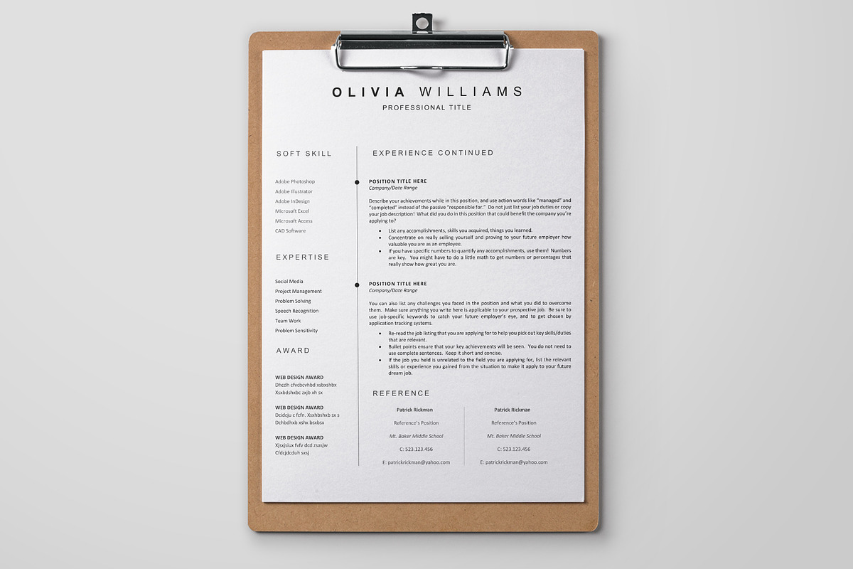 3Page Resume & Cover Letter Template, a Resume Template by OpulentStu (Photo 3 of 4)