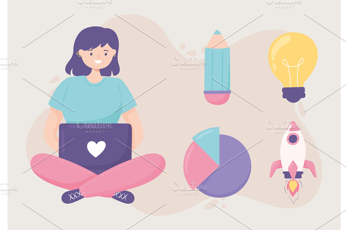 girl start up concept, a Person Illustration by studiogstock