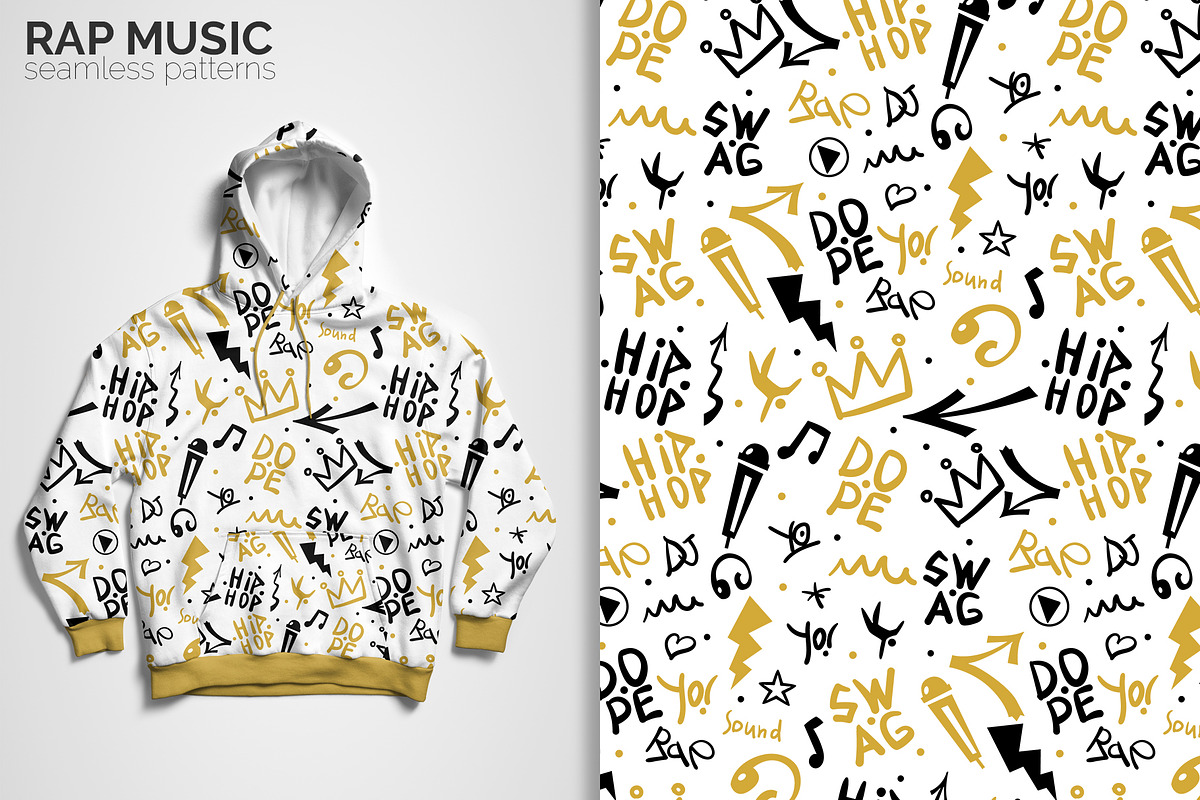 Rap Music Seamless Patterns, a Pattern Graphic by 3Y_Design (Photo 4 of 6)