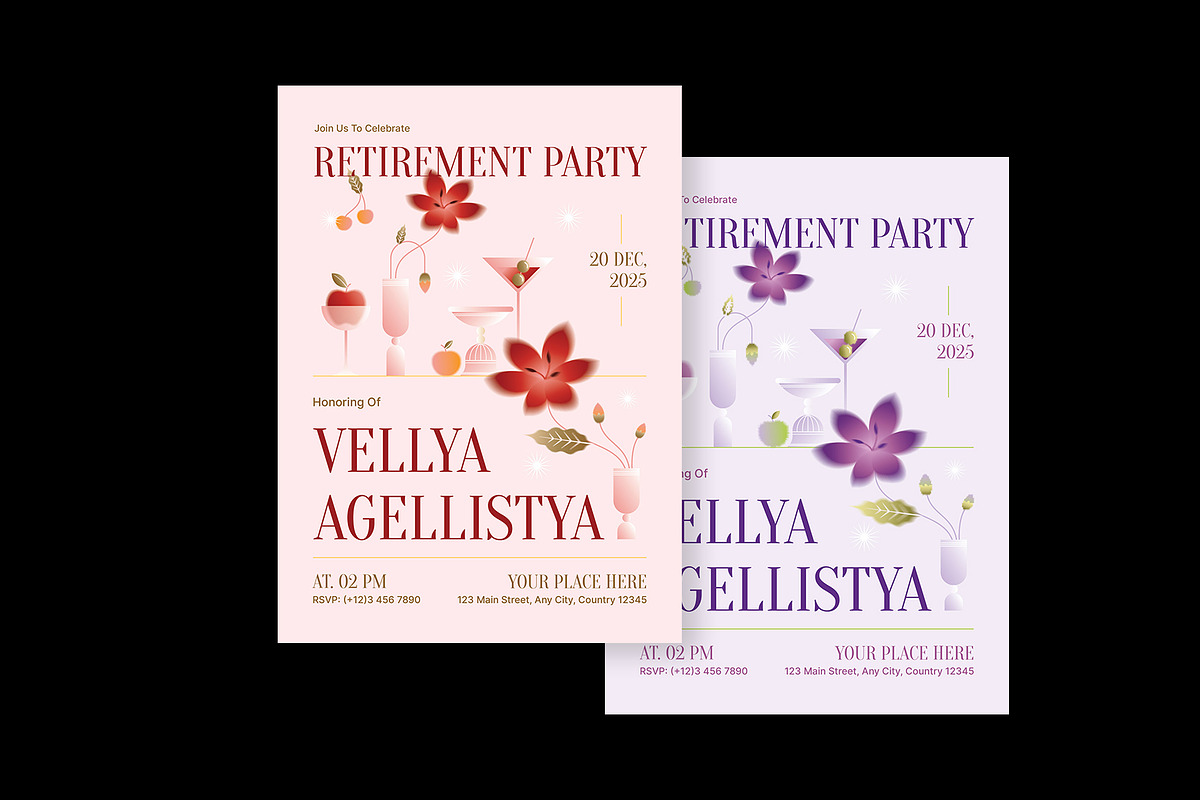 Floral Retirement Party Invitation, an Invitation Template by Neermana (Photo 4 of 4)