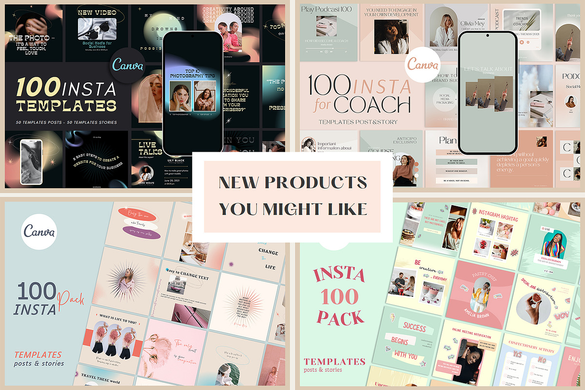 60 Instagram Gradient | CANVA, a Social Media Template by Lafnaeri