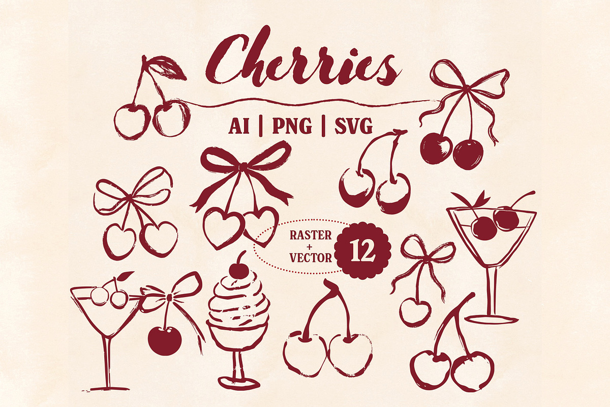 Whimsical Berry Fruit Bundle SVG PNG, a Food Illustration by Marie T (Photo 2 of 36)