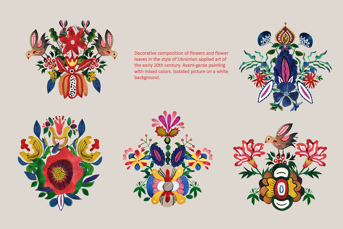 Decorative Ukrainian Flowers, a Decorative Illustration by Design X0 (Photo 4 of 15)