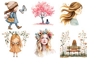 Whimsical Cute Girl Clipart, an Illustration by Designking (Thumbnail 4 of 4)
