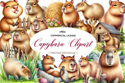 Watercolor Capybara clipart PNG, an Illustration by CreationArt (Thumbnail 1 of 5)