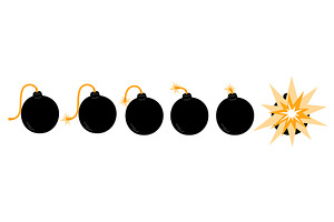 Black bomb icons with burning wick, an Object Illustration by Vectorbuum