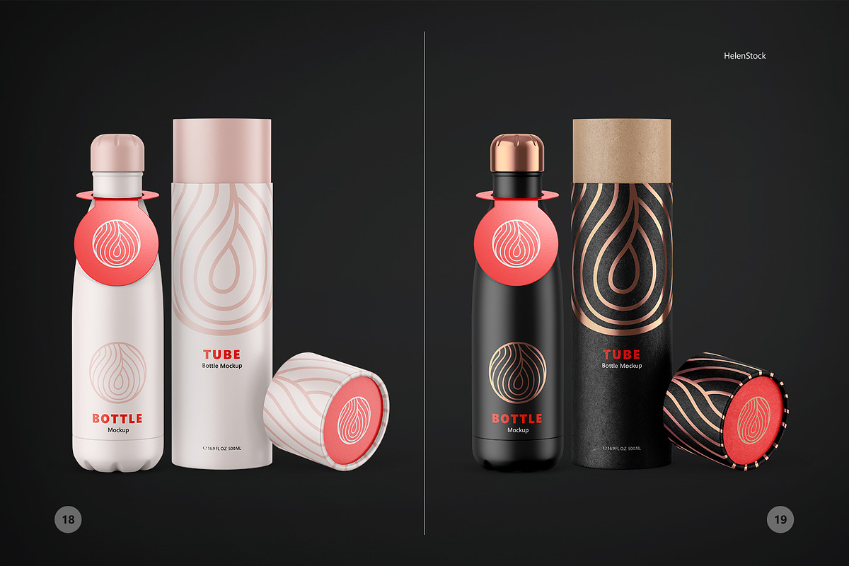 Thermos Bottle with Tube Mockup Set, a Packaging Mockup by HelenStock (Photo 18 of 20)