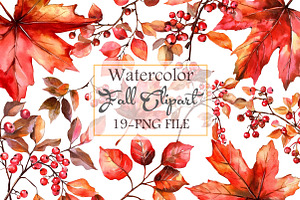 Watercolor Fall Clipart, an Illustration by Libby Wishes
