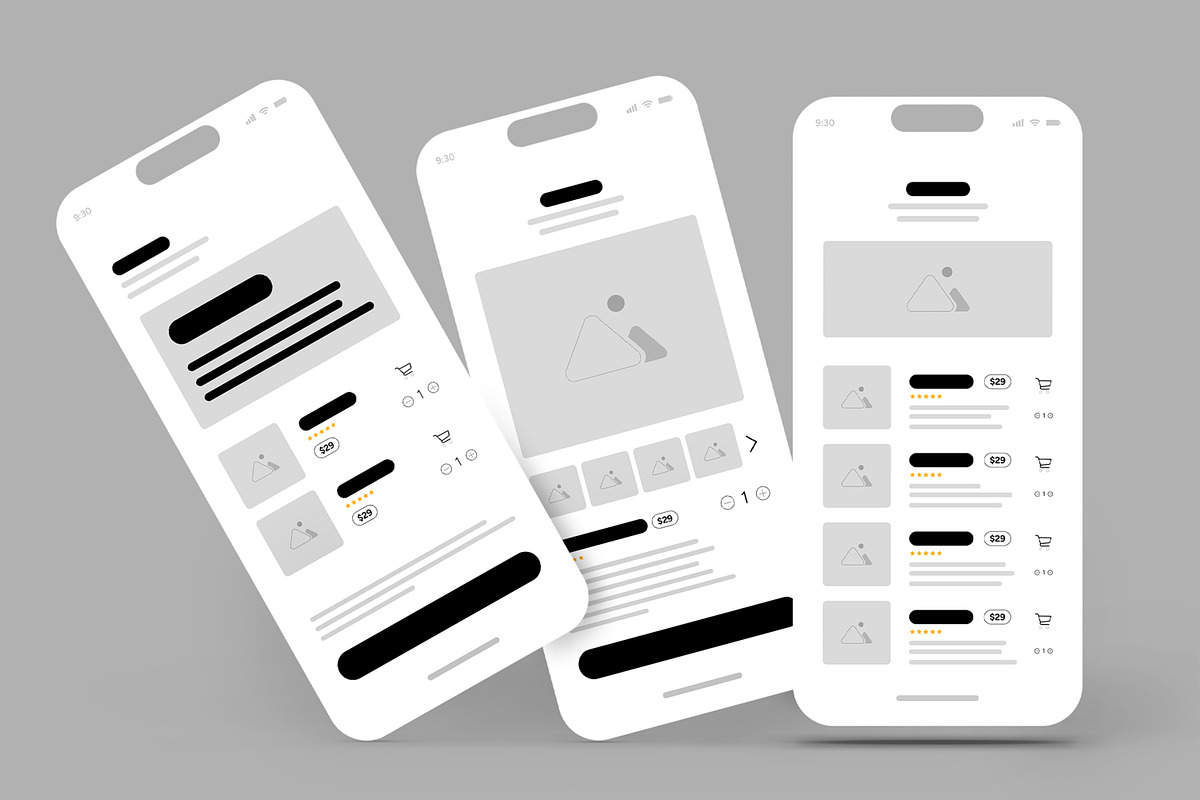 Mobile App Wireframe Template, a Wireframe Template by MightyDesign (Photo 2 of 7)