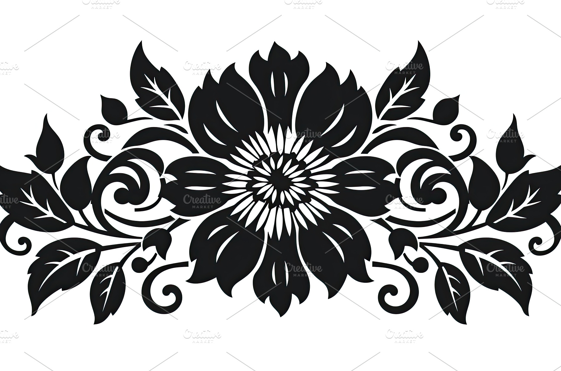 silhouette flower black stencil ai, a Nature Photo by pikepicture
