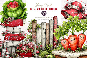 Watercolor Spring Clipart, an Illustration by CreationArt