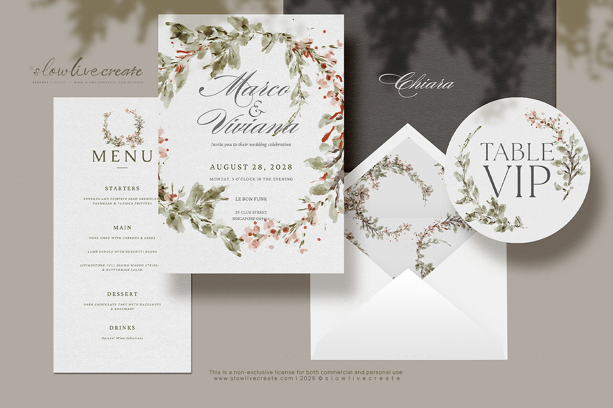 Bloom | Wedding Watercolor Wreaths, a Seasonal Illustration by slowlivecreate (Photo 3 of 7)