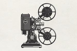 Retro film projector isolated vector, an Object Illustration by Ledokolua