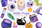 Witch Magic watercolor clipart, an Illustration by AkiraVilla (Thumbnail 1 of 10)