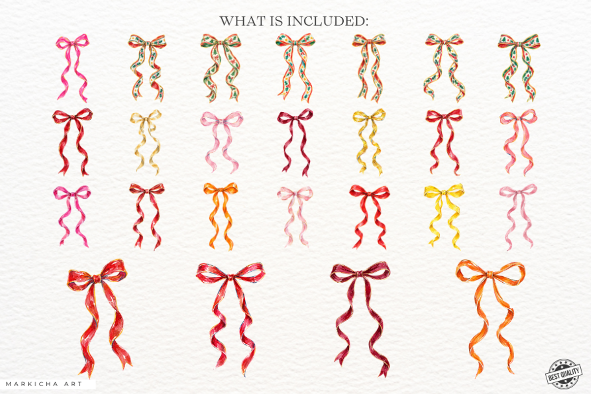 Christmas Bows PNG, a Seasonal Illustration by Markicha Art (Photo 4 of 5)
