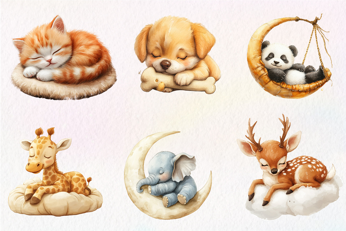 Sleeping Baby Animals, Neutral Baby, an Illustration by CreationArt (Photo 4 of 9)