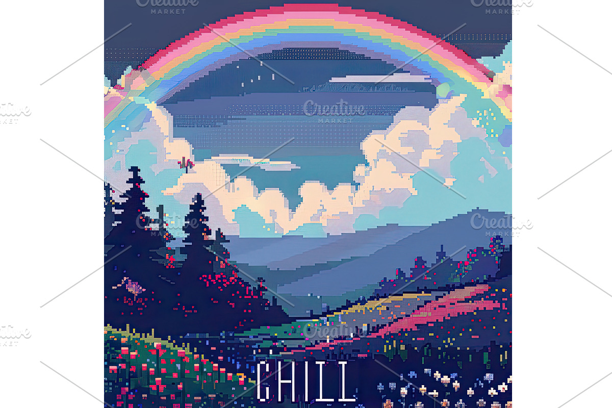 pixel art cover with text CHILL and, an Illustration by Lermont51