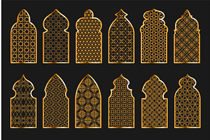 Arabian ornamental window. Golden, an Illustration by YummyBuum