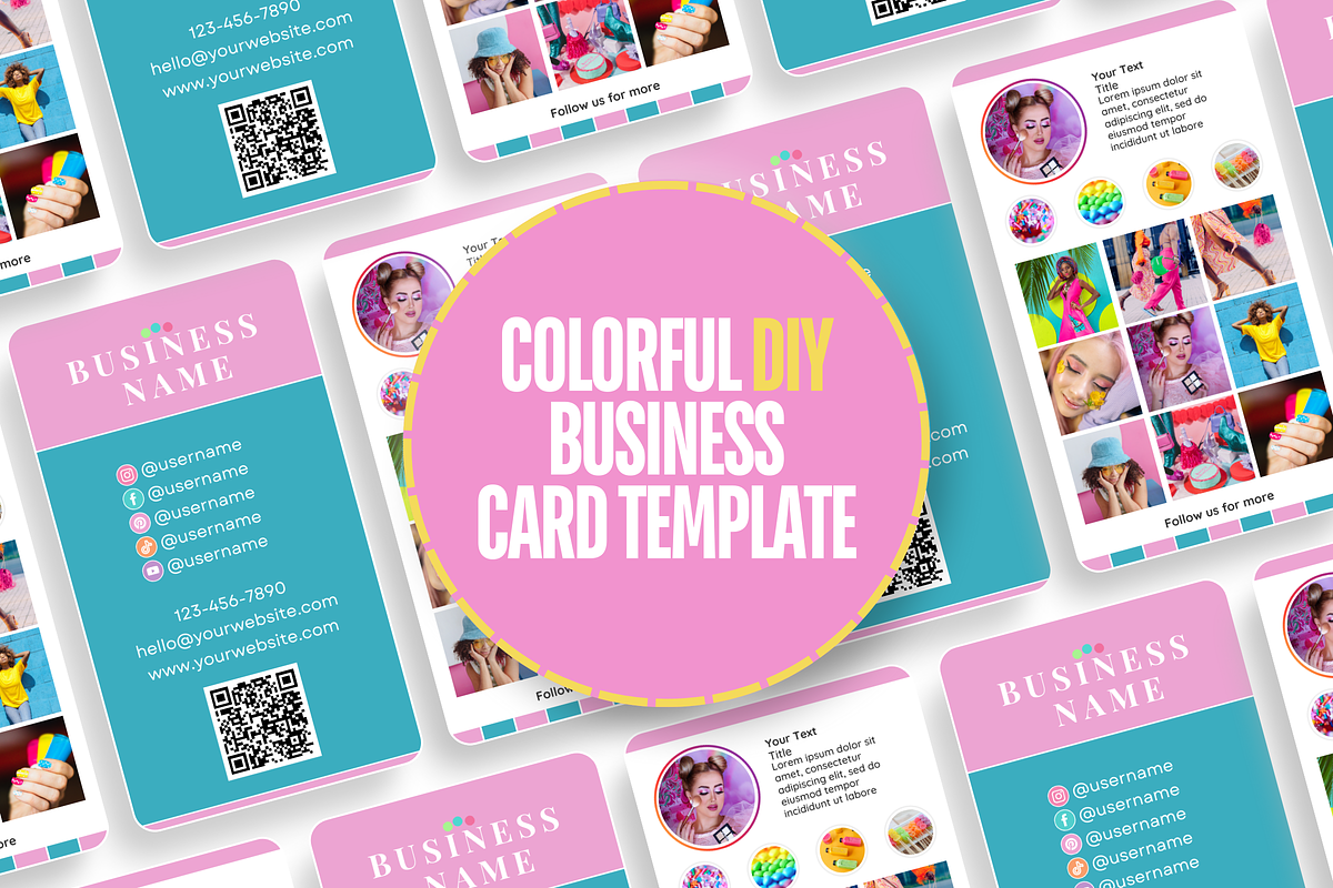 Business Card Template - Colorful, a Business Card Template by SunshineStudioBoutique (Photo 2 of 9)