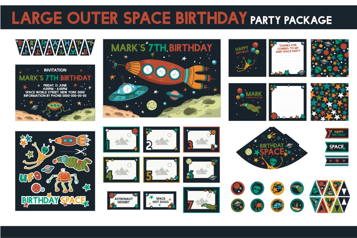 Space Birthday Party Package Set, a Hat Mockup by logika 600 (Photo 1 of 6)
